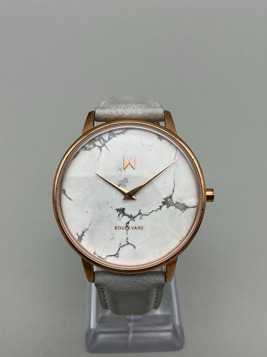 MVMT Beverly Marble Watch Women 38mm Rose Gold Tone Leather Band New Battery main image 5